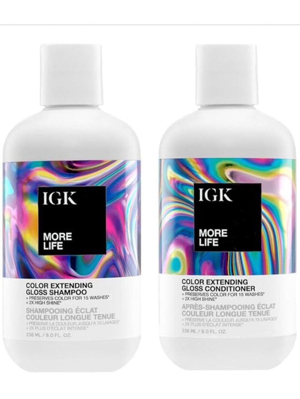 IGK More Life Color Extending Gloss Shampoo & Conditioner Set